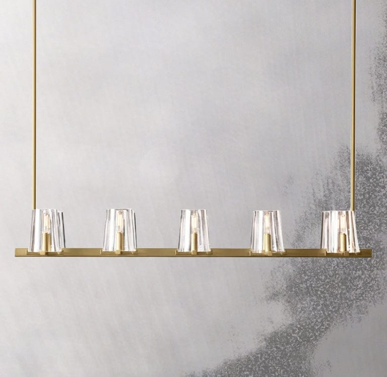 Franing Chandelier,SHOP ALL,glass chandelier Lacquered Burnished Brass Paulay Linear Chandelier 49"