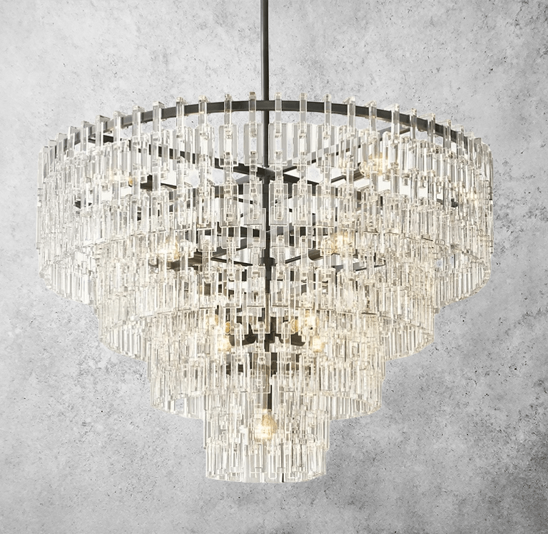 Franing Chandelier,SHOP ALL,glass chandelier Mariogold Multi-Tier Crystal Chain Round Chandelier 36" 48" 60"
