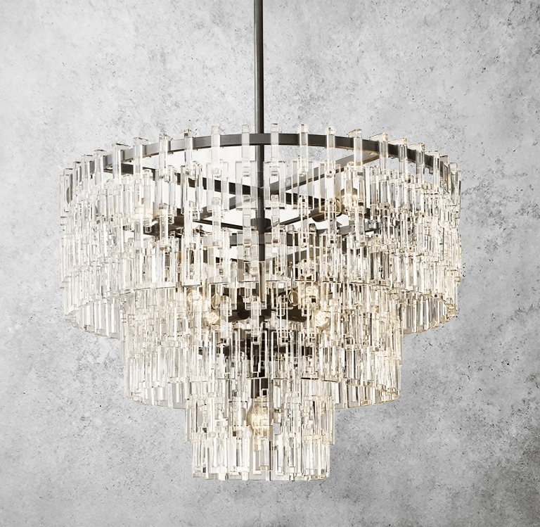 Franing Chandelier,SHOP ALL,glass chandelier Mariogold Multi-Tier Crystal Chain Round Chandelier 36" 48" 60"
