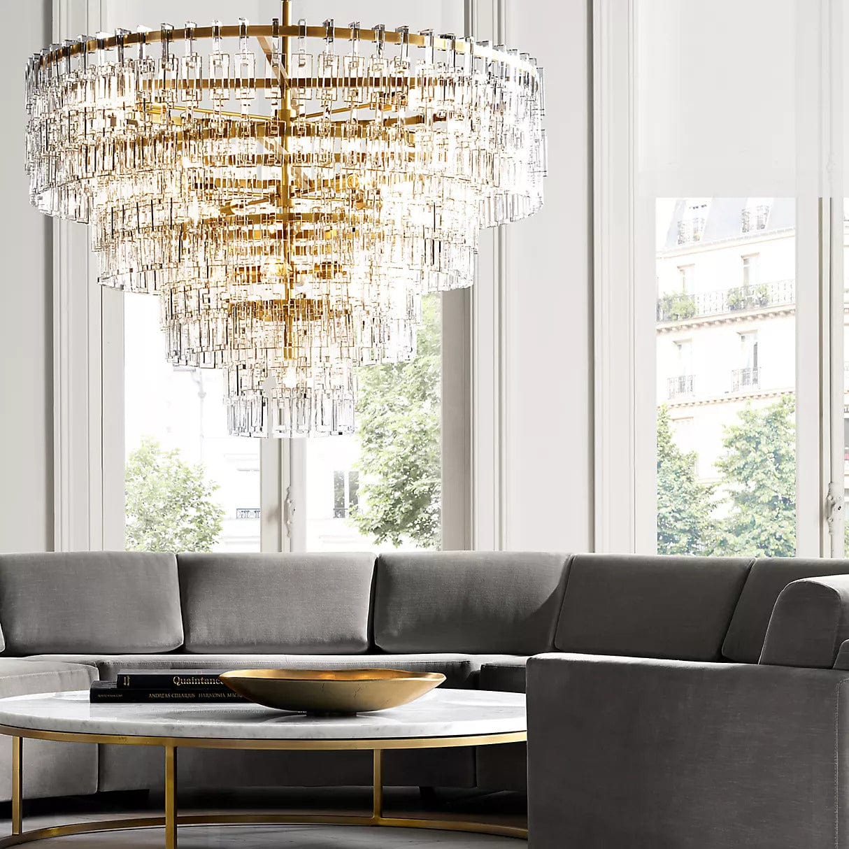 Franing Chandelier,SHOP ALL,glass chandelier Mariogold Multi-Tier Crystal Chain Round Chandelier 36" 48" 60"