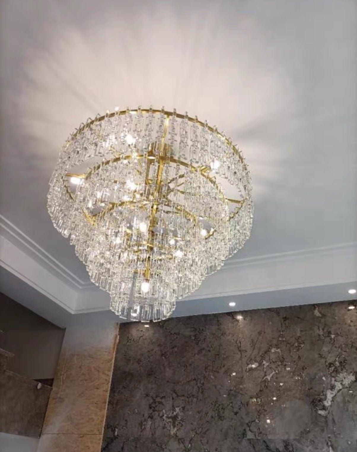 Franing Chandelier,SHOP ALL,glass chandelier Mariogold Multi-Tier Crystal Chain Round Chandelier 36" 48" 60"