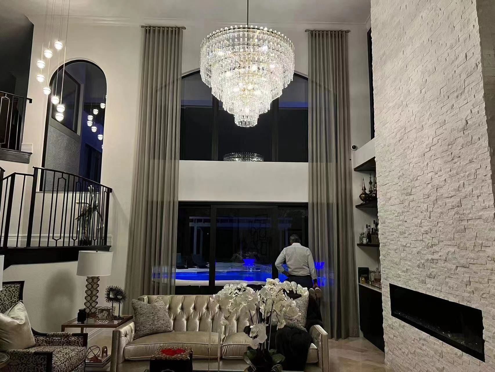 Franing Chandelier,SHOP ALL,glass chandelier Mariogold Multi-Tier Crystal Chain Round Chandelier 36" 48" 60"