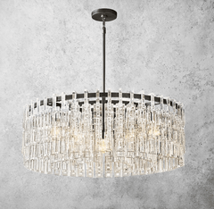 Franing Chandelier,SHOP ALL,glass chandelier Matte Black Mariogold Multi-Tier Crystal Chain Round Chandelier 36"