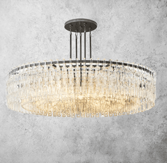 Franing Chandelier,SHOP ALL,glass chandelier Matte Black Mariogold Multi-Tier Crystal Chain Round Chandelier 60"
