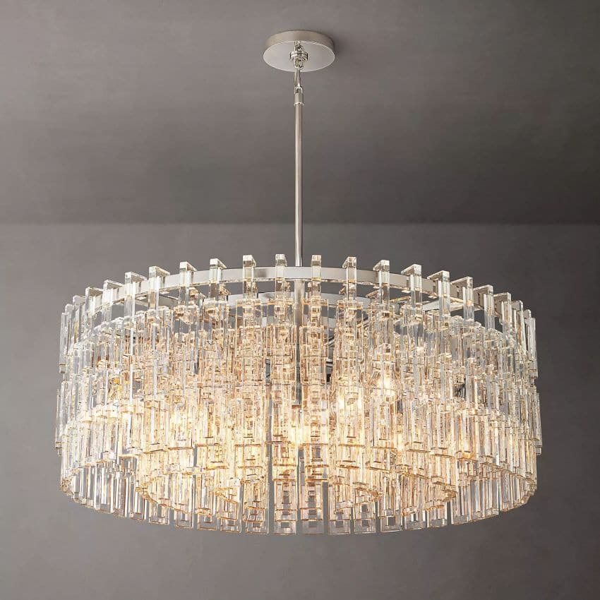 Franing Chandelier,SHOP ALL,glass chandelier Polished Nickel Mariogold Multi-Tier Crystal Chain Round Chandelier 36"