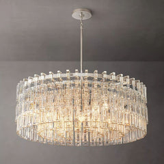 Franing Chandelier,SHOP ALL,glass chandelier Polished Nickel Mariogold Multi-Tier Crystal Chain Round Chandelier 36"