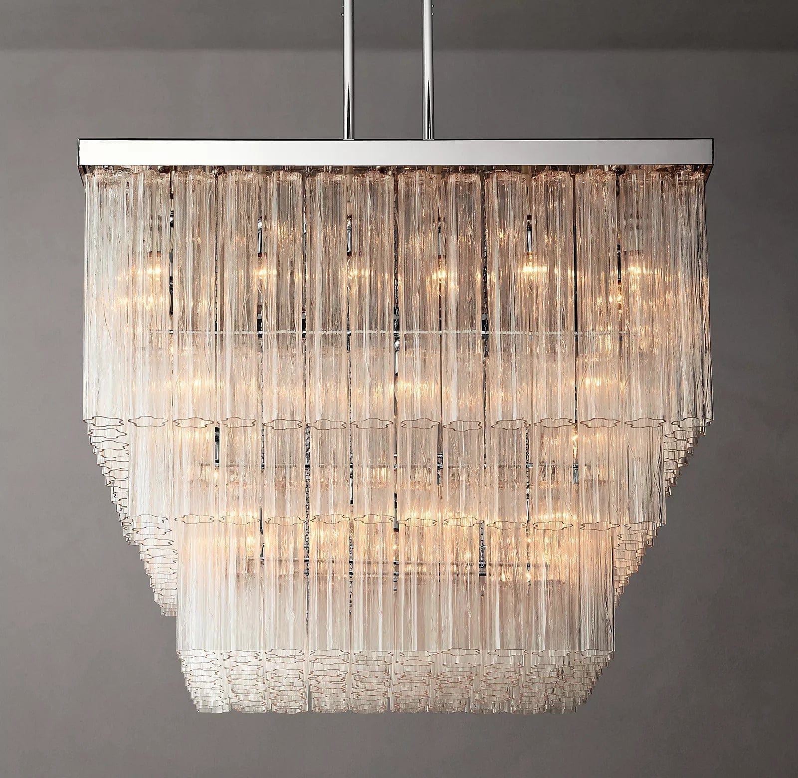 Franing Chandelier,SHOP ALL,glass chandelier Polished Stainless Steel / 45'' Cielitoe Square Chandelier 45″ 25-Lights / 60'' （Customized）