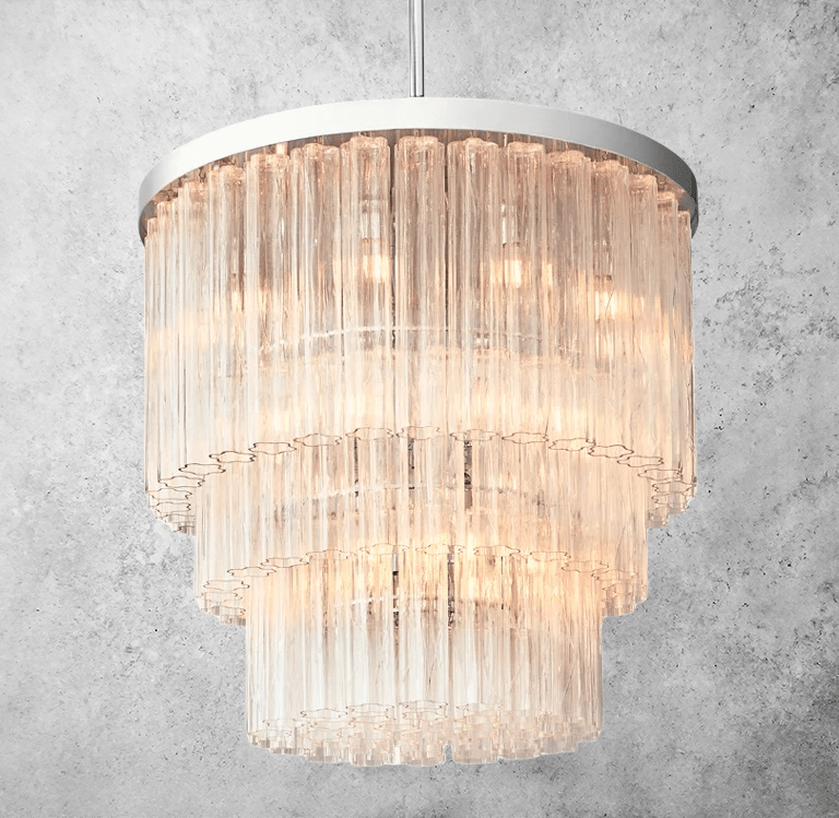 Franing Chandelier,SHOP ALL,glass chandelier Polished Stainless Steel Cielitoe 3-Tier Round Chandelier 36″ 20- Lights