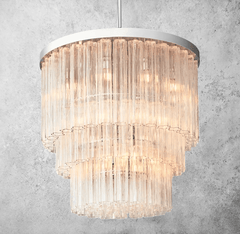 Franing Chandelier,SHOP ALL,glass chandelier Polished Stainless Steel Cielitoe 3-Tier Round Chandelier 36″ 20- Lights