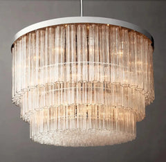Franing Chandelier,SHOP ALL,glass chandelier Polished Stainless Steel Cielitoe 3-Tier Round Chandelier 48″ 21-Lights