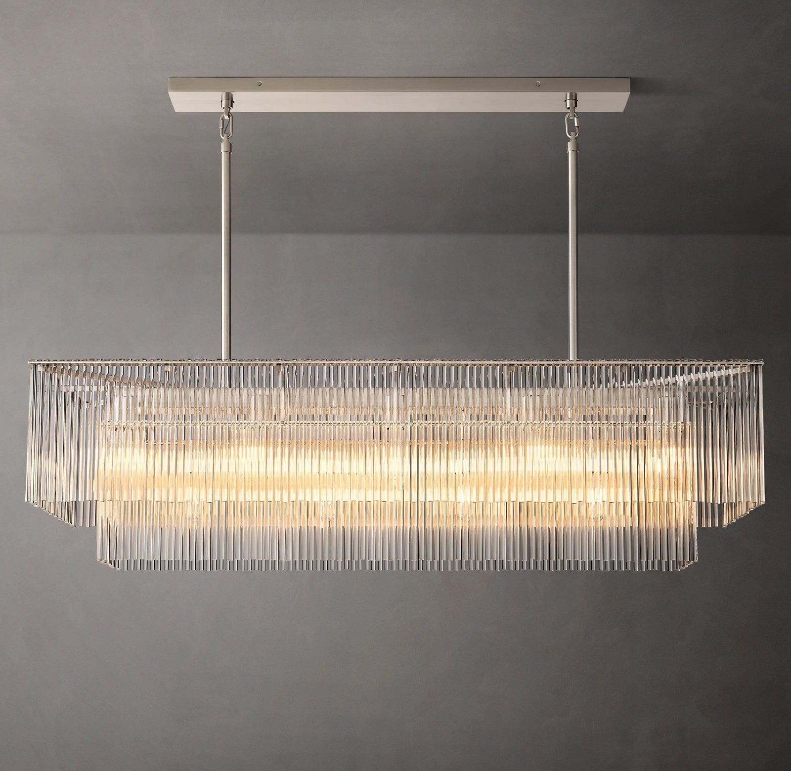 Franing Chandelier,SHOP ALL,glass chandelier Satin Nickel Amadeo Rectangular Chandelier 54''D