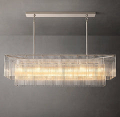Franing Chandelier,SHOP ALL,glass chandelier Satin Nickel Amadeo Rectangular Chandelier 54''D