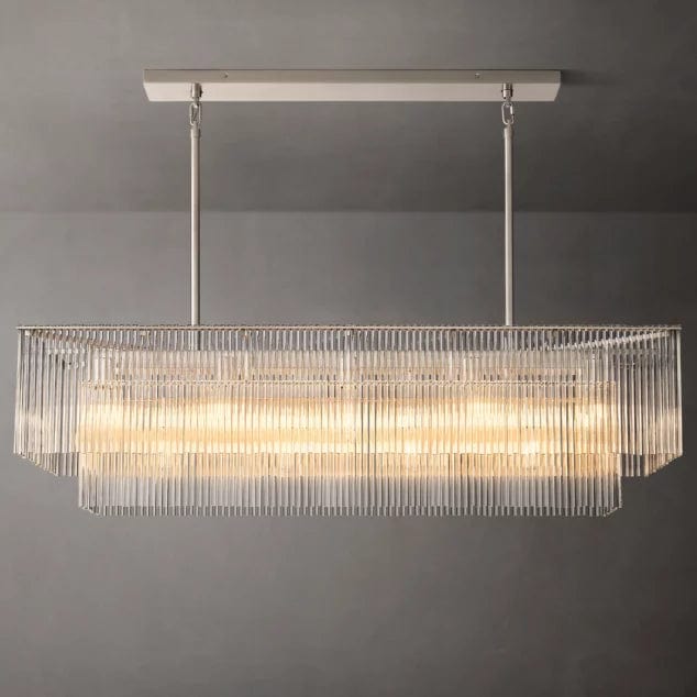 Franing Chandelier,SHOP ALL,glass chandelier Satin Nickel Amadeo Rectangular Chandelier 72''D