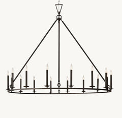 Franing Chandelier,SHOP ALL,metal chandelier,Farmhouse 19TH C. ENGLISH OPENWORK ROUND CHANDELIER 60"