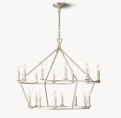 Franing Chandelier,SHOP ALL,metal chandelier,Farmhouse 19TH C. ENGLISH OPENWORK TWO-TIER ROUND CHANDELIER 40"