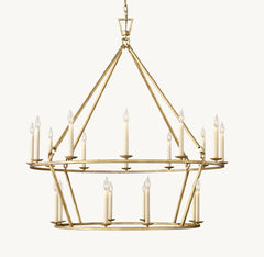 Franing Chandelier,SHOP ALL,metal chandelier,Farmhouse 19TH C. ENGLISH OPENWORK TWO-TIER ROUND CHANDELIER 62"