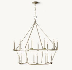 Franing Chandelier,SHOP ALL,metal chandelier,Farmhouse 19TH C. ENGLISH OPENWORK TWO-TIER ROUND CHANDELIER 62"