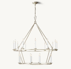 Franing Chandelier,SHOP ALL,metal chandelier,Farmhouse 19TH C. ENGLISH OPENWORK TWO-TIER ROUND CHANDELIER 62"