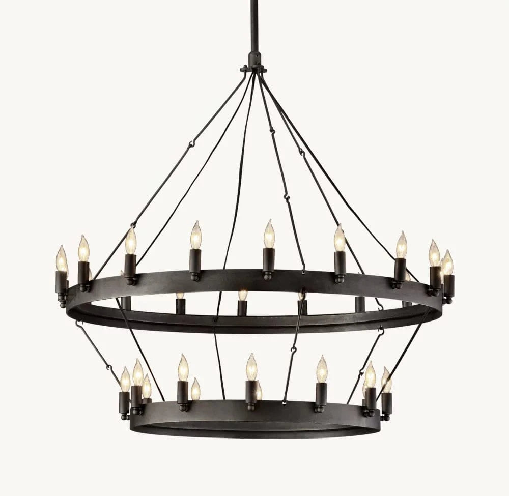 Franing Chandelier,SHOP ALL,metal chandelier,Farmhouse 38"D Caminy Vintage Candelabra 2-Tier Chandelier 38" 50" 63" 71"