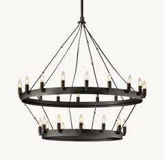Franing Chandelier,SHOP ALL,metal chandelier,Farmhouse 38"D Caminy Vintage Candelabra 2-Tier Chandelier 38" 50" 63" 71"