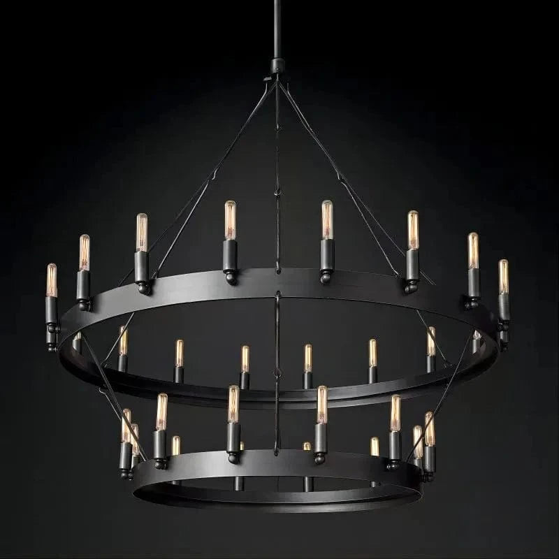 Franing Chandelier,SHOP ALL,metal chandelier,Farmhouse 38"D Caminy Vintage Filament 2-Tier Chandelier