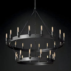 Franing Chandelier,SHOP ALL,metal chandelier,Farmhouse 38"D Caminy Vintage Filament 2-Tier Chandelier