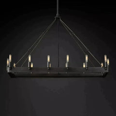 Franing Chandelier,SHOP ALL,metal chandelier,Farmhouse 41"W / Matte Black Caminy Vintage Filament Rectangular Chandelier