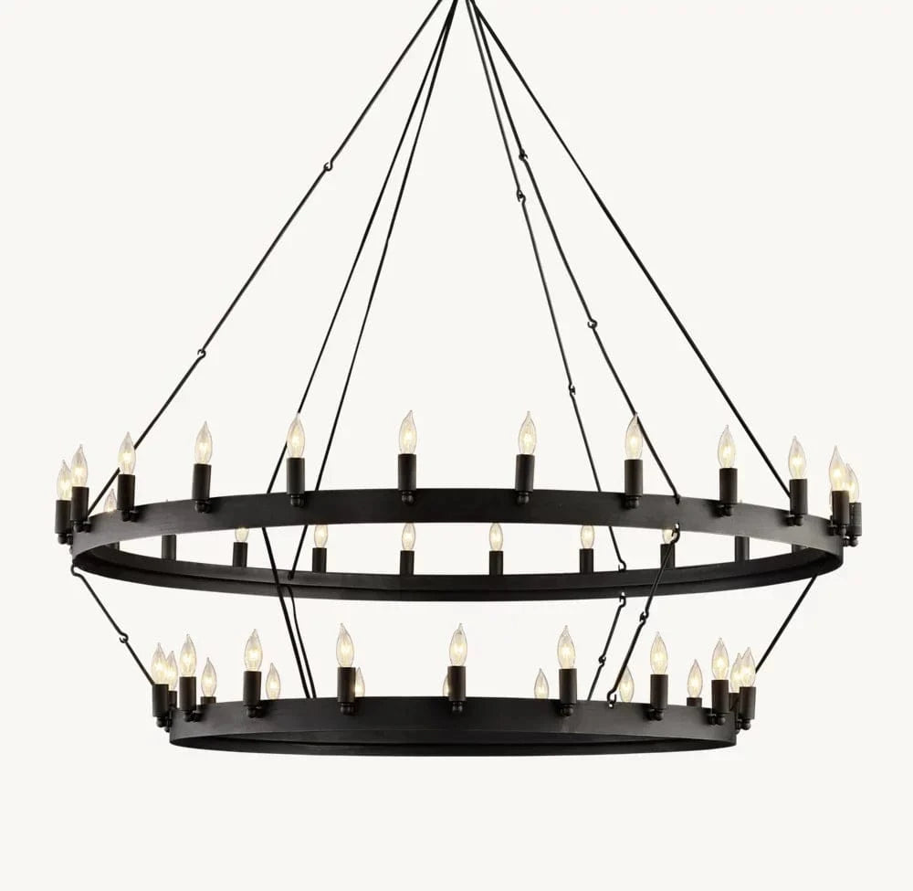 Franing Chandelier,SHOP ALL,metal chandelier,Farmhouse 50"D Caminy Vintage Candelabra 2-Tier Chandelier 38" 50" 63" 71"
