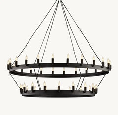 Franing Chandelier,SHOP ALL,metal chandelier,Farmhouse 50"D Caminy Vintage Candelabra 2-Tier Chandelier 38" 50" 63" 71"