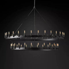 Franing Chandelier,SHOP ALL,metal chandelier,Farmhouse 63"D Caminy Vintage Filament 2-Tier Chandelier