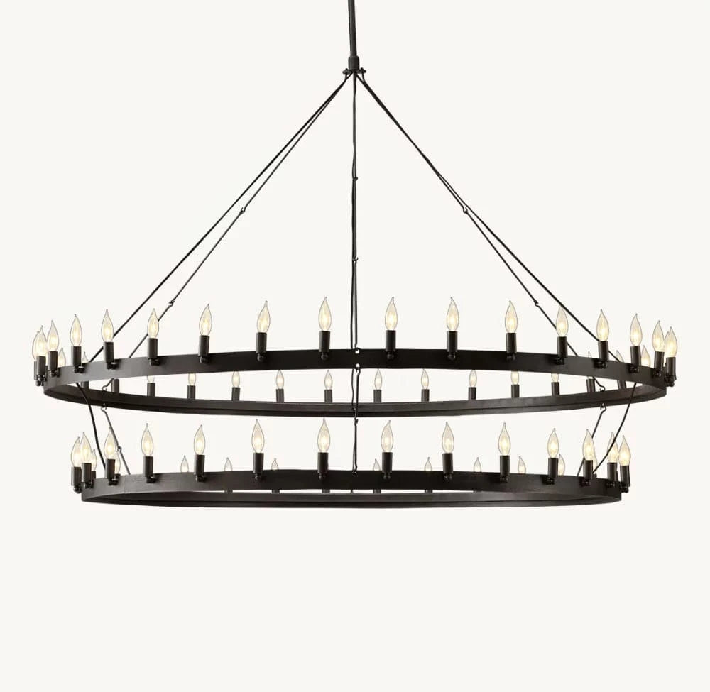 Franing Chandelier,SHOP ALL,metal chandelier,Farmhouse 71"D Caminy Vintage Candelabra 2-Tier Chandelier 38" 50" 63" 71"