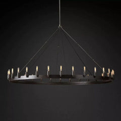 Franing Chandelier,SHOP ALL,metal chandelier,Farmhouse 73"D / Matte Black Caminy Vintage Filament Round Chandelier