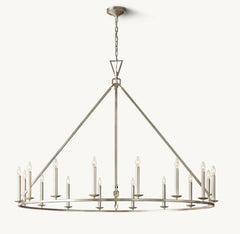 Franing Chandelier,SHOP ALL,metal chandelier,Farmhouse Burnished Silver Leaf 19TH C. ENGLISH OPENWORK ROUND CHANDELIER 60"