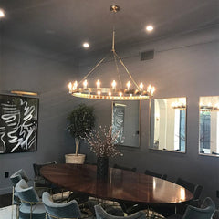 Franing Chandelier,SHOP ALL,metal chandelier,Farmhouse Caminy Vintage Filament Round Chandelier 26"