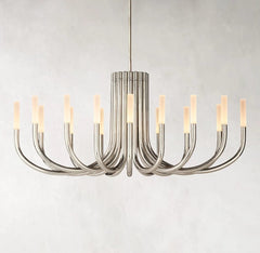 Franing Chandelier,SHOP ALL,metal chandelier,Farmhouse Satin Nickel Rousse Classic Modern Chandelier 50''