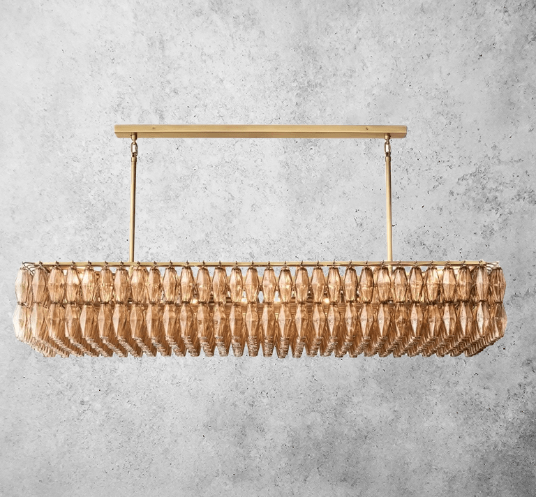 Chiara Smoke Glass Rectangular Chandelier 74" - Franing