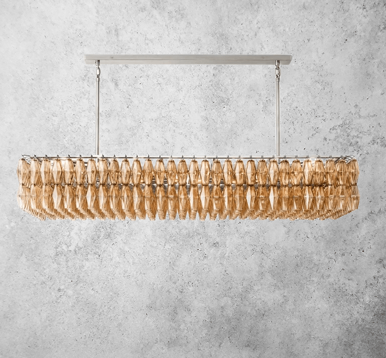 Chiara Smoke Glass Rectangular Chandelier 74" - Franing