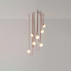 Franing Island counter/dining room ，Farmhouse ，Chandelier ，glass chandelier，shop all，Ceiling 7 lights: W47.2″×H78.7″ / Warm White / Brown Globe Leather Pendant Light