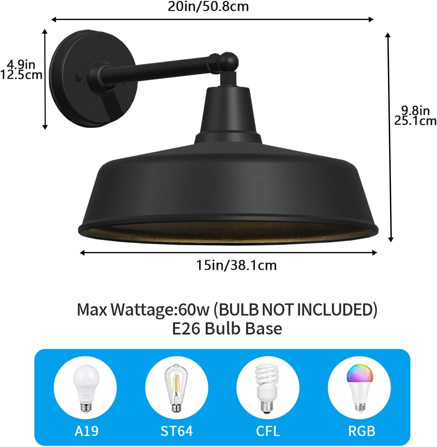 Franing SHOP ALL,WALL,BARN，Metal wall light 2-Pack Outdoor Wall Lights – Modern Farmhouse Straight Arm Barn Sconces