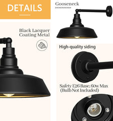 2-Pack Straight Arm Barn Lights – Outdoor Farmhouse Wall Fixtures