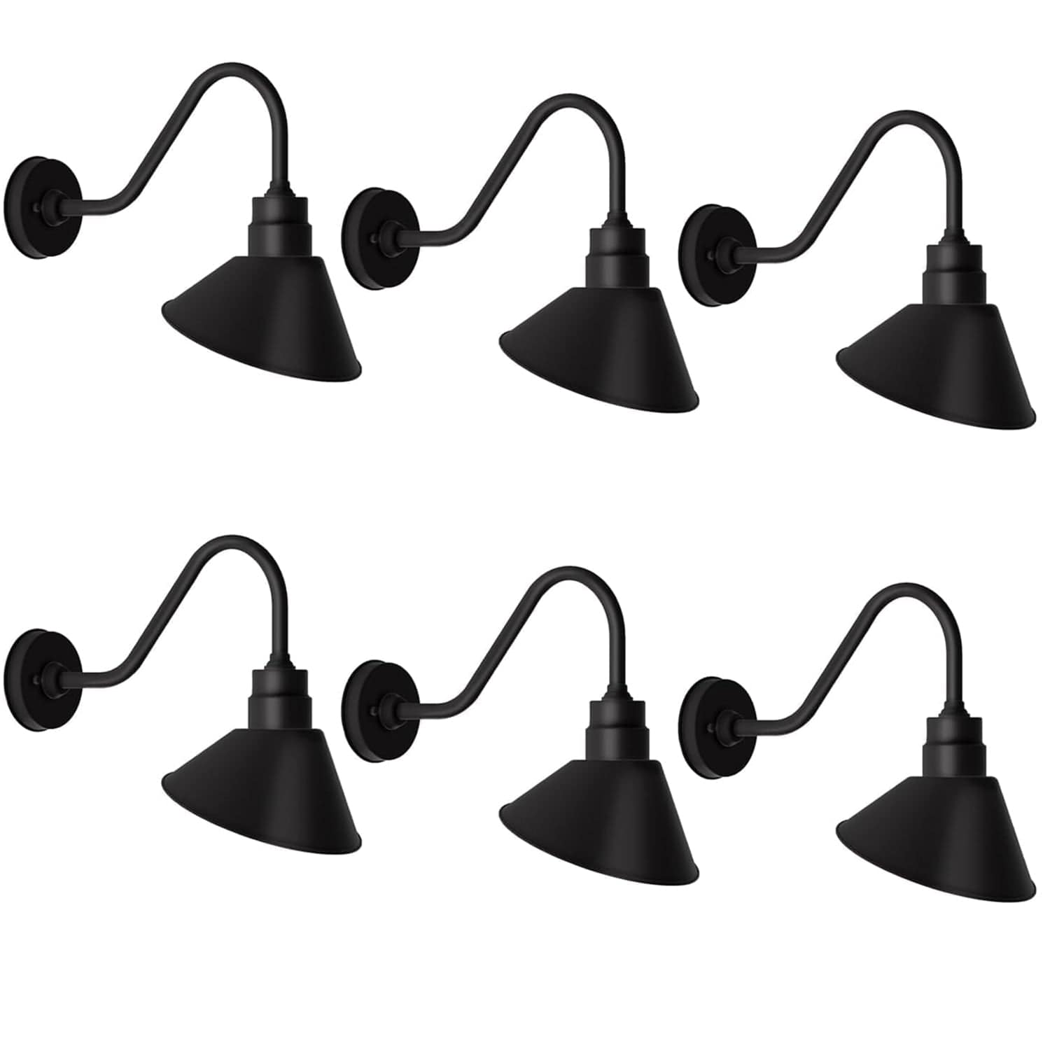 Franing SHOP ALL,WALL,BARN，Metal wall light 6 Pack Gooseneck Outdoor Sign Light – Classic Farmhouse Style for Wall or Storefront