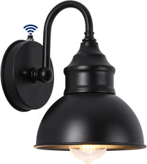 Outdoor Farmhouse Gooseneck Barn Light, Matte Black Dusk to Dawn Waterproof Wall Fixture