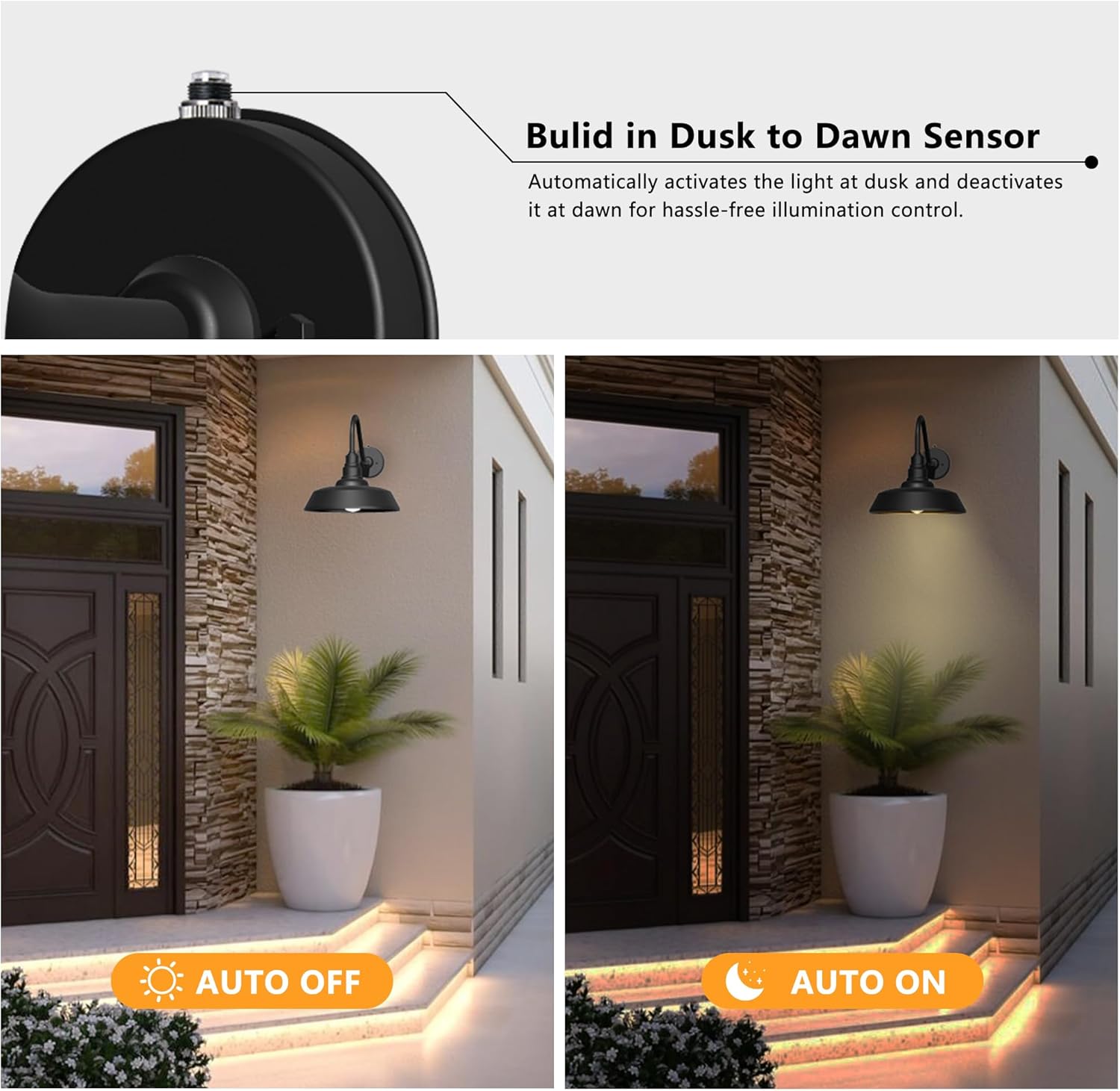 Franing SHOP ALL,WALL,BARN，Metal wall light Dusk to Dawn Barn Light Large Size,Outdoor Waterproof Gooseneck Barn Light