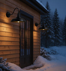 Outdoor Barn Gooseneck Light, Black Farmhouse Industrial Wall Mount Fixture for Porch, Garage, Patio,2-Pack