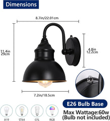 Outdoor Farmhouse Gooseneck Barn Light, Matte Black Dusk to Dawn Waterproof Wall Fixture