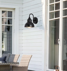 Outdoor Farmhouse Gooseneck Barn Light, Matte Black Dusk to Dawn Waterproof Wall Fixture