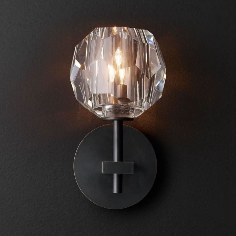 Franing shop all .wall .Crystal wall lamp Matte Black Boule Clear Glass Sconce
