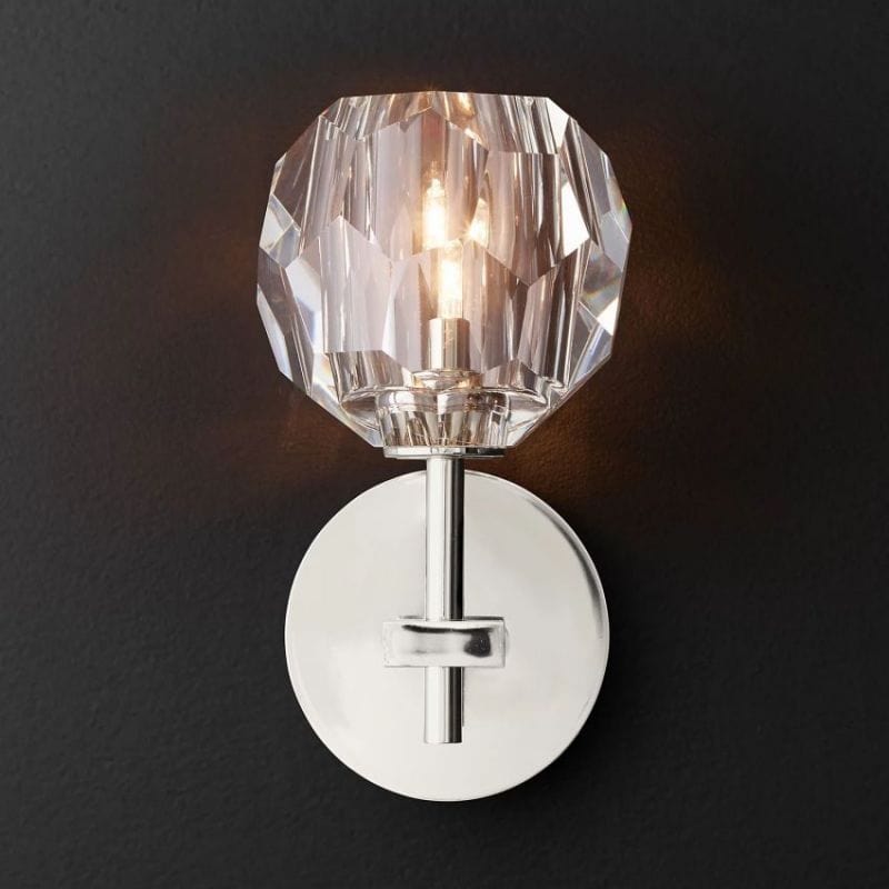 Franing shop all .wall .Crystal wall lamp Polished Nickel Boule Clear Glass Sconce