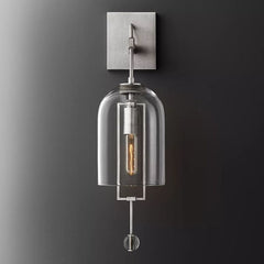 Franing shop all .wall ，glass wall light Satin Nickel Cora Sconce 23"H