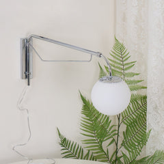 Franing Wall,SHOP ALL,glass wall light L7.1″xW25.6″xH9.1″ / Chrome & White / US Plug Dione Plug In Wall Lamp